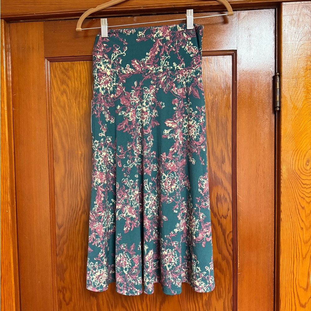 LuLaRoe A-Line Skirt in Floral Teal and Burgundy - XS - Picture 5 of 7